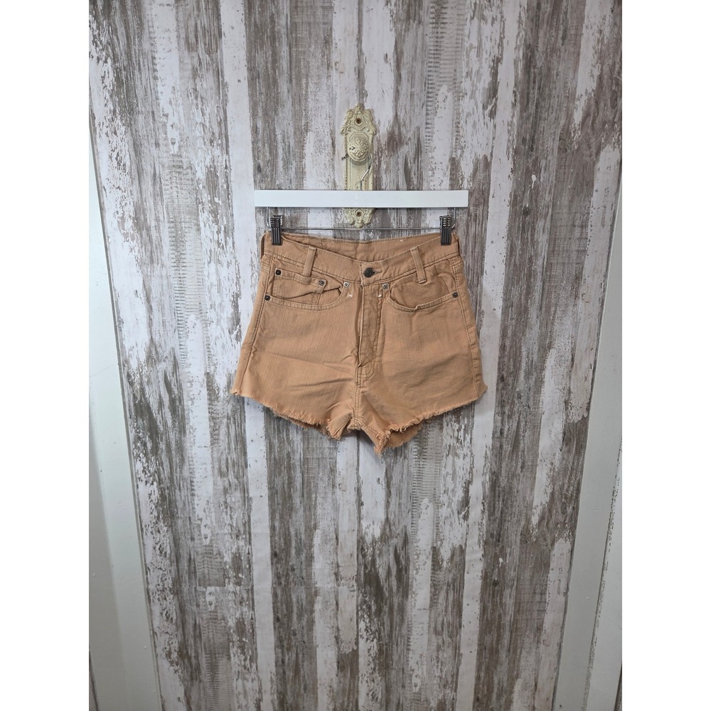 Levis 513 Corduroy Cut Off Shorts Tan Camel High Waist Raw Hem 27